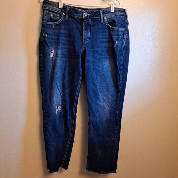 Silver Jeans Distressed Boyfriend Jeans W/Embroidered Pockets Western Glove Work - Picture 3 of 9